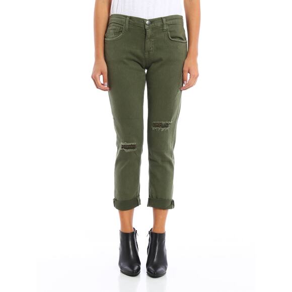 Current/Elliott The Fling Slim Boyfriend Green Jeans Size 26 - Picture 1 of 12